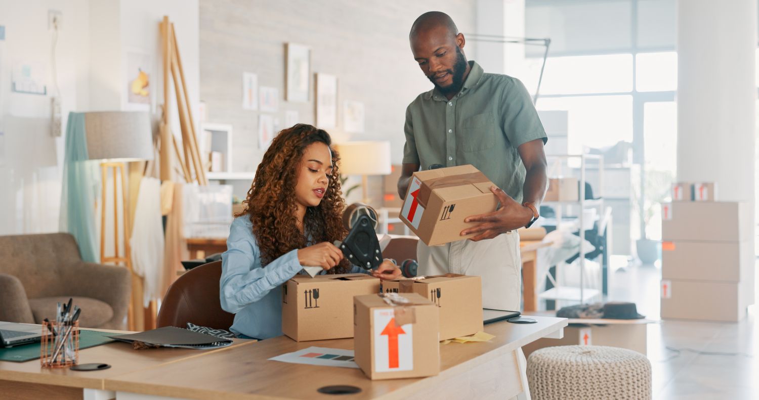 male and female working on exporting and importing startup